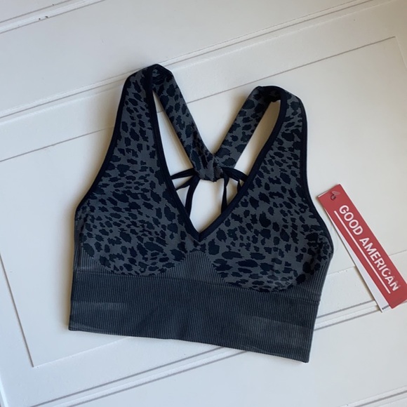 NWT Good American PAINTED CHEETAH STRAPPY BRA - Picture 3 of 5